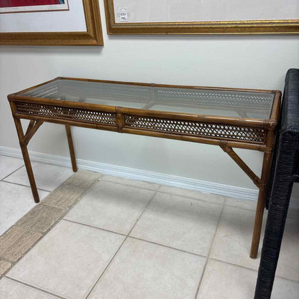 Vintage Rattan Entry Table