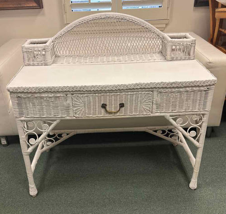 White Wicker Writing Desk