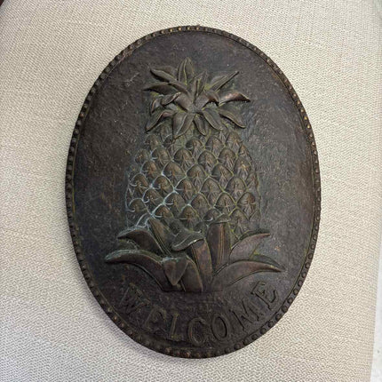 Faux-Brass Pineapple Welcome Sign