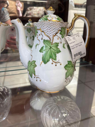 Royal Chelsea Green Maple Leaf Tall Teapot