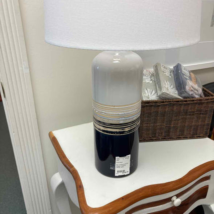Pair of Blue & White Glazed Ceramic Lamps