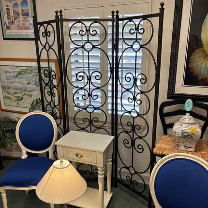 3 Panel Wrought Iron Scroll-Work Screen