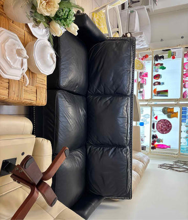 Black Embellished Leather Sofa