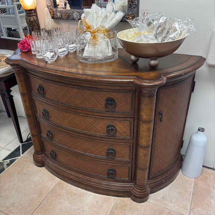 Hooker Entry Table w/ Rattan Panels