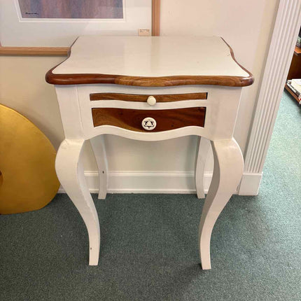 White Nightstand with Drawer & Writing Slide