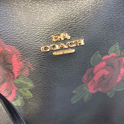 Coach Tote Bag- Signature Coated Canvas- Reversible Rose Pattern w/ pouch