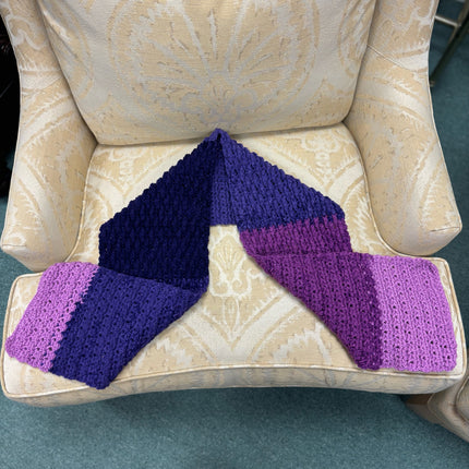 Purple Striped Crochet Scarf