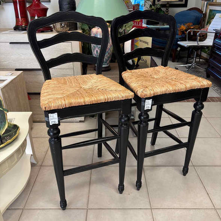 Pair of Ballard Designs Black Barstools