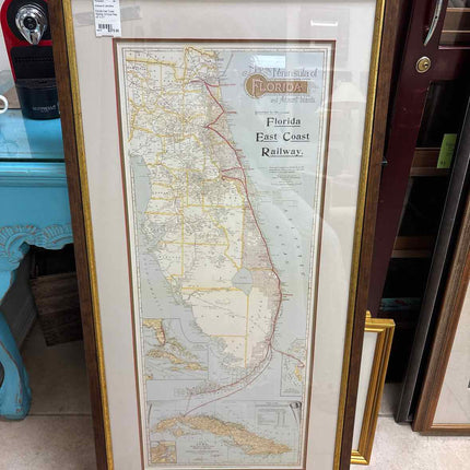 Florida East Coast Railway Antique Map