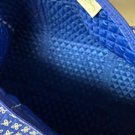 Vera Bradley Large Quilted Blue Print Travel  Duffel Bag- Mini Concerto