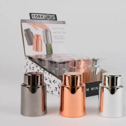 Metallic Cork Pops Vacuum Wine Stoppers