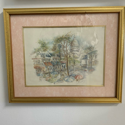 Vintage Paris Place Du Terte Watercolor Print