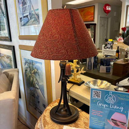 Red Shade Lamp w/ Tassel