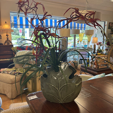 Floral Arrangement In Leaf Vase