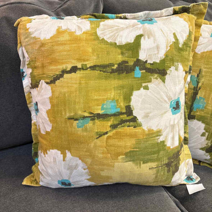 Green/Yellow Floral Accent Pillow
