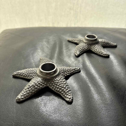 Pair of Silver Starfish Candleholders