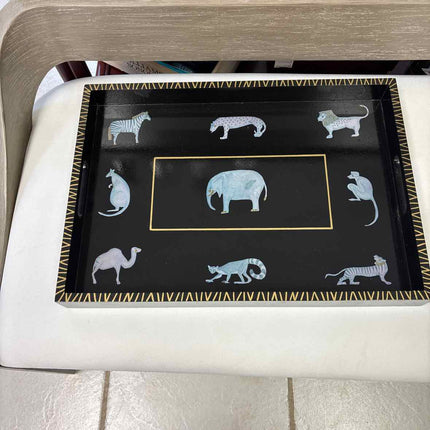 Vintage Essex Collection Safari Animals Wooden Serving Tray