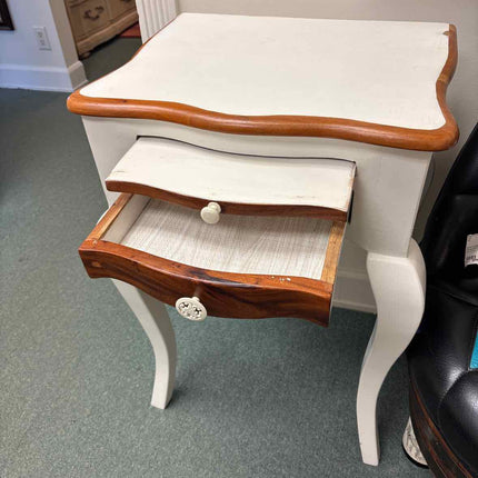 White Nightstand with Drawer & Writing Slide