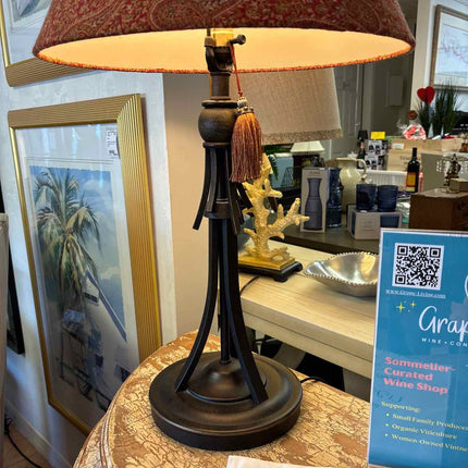 Red Shade Lamp w/ Tassel