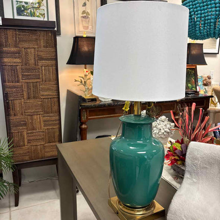 turquoise/ brass lamp