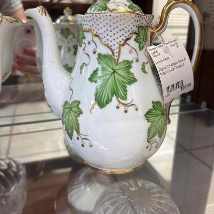 Royal Chelsea Green Maple Leaf Tall Teapot