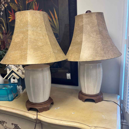 Pair of Cream/Brown Lamps