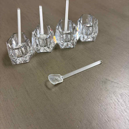 Set of 4 Crystal Salt Cellars with Spoons