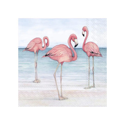 Flamingo Trio On the Beach Napkins