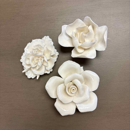 Set of 3 Small Porcelain Roses