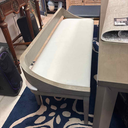 Gray Dining Bench with White Cushion