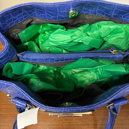 Anne Klien Vegan Leather Embossed Blue Handbag
