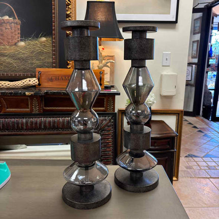 Gray Geometric Candelabras