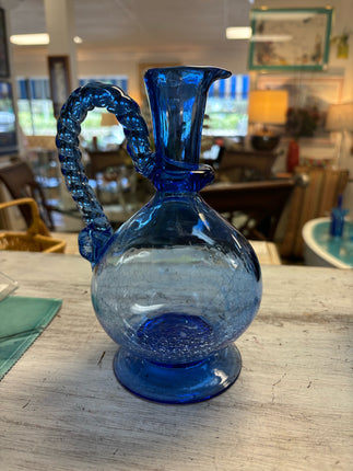 Handblown Crackle Glass Pitcher