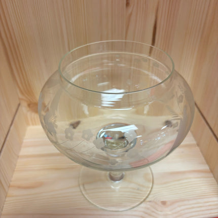 Etched Glass Jar on Pedestal