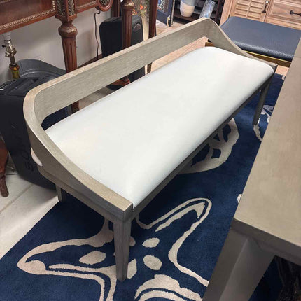 Gray Dining Bench with White Cushion