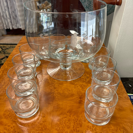 Princess House Heritage Punch Bowl & Glasses