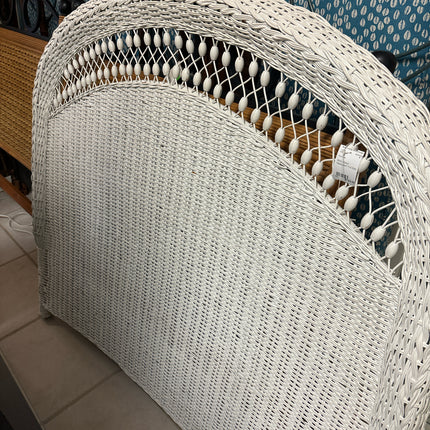 White Rattan Full Size Headboard