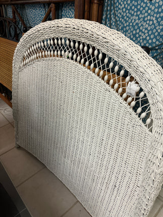 White Rattan Full Size Headboard