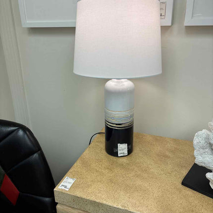 Pair of Blue & White Glazed Ceramic Lamps