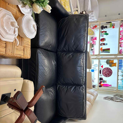 Black Embellished Leather Sofa