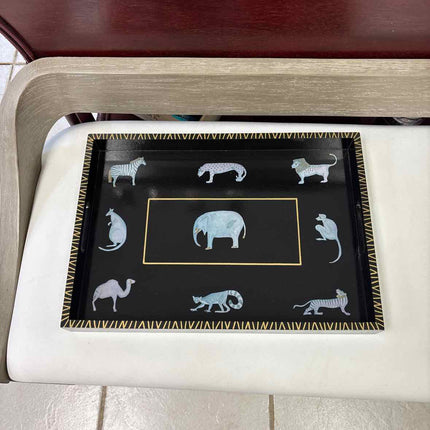 Vintage Essex Collection Safari Animals Wooden Serving Tray
