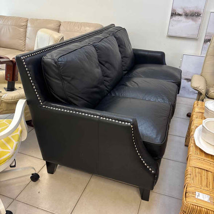 Black Embellished Leather Sofa