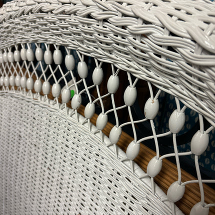 White Rattan Full Size Headboard
